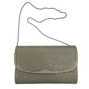 Vintage Elka Original Ivory Metal Mesh Purse Clutch Evening Bag Chain Strap 70s